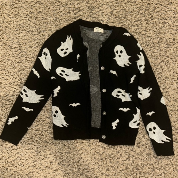 Merce & Me Ghost & Bat Halloween Cardigan Girls 6/7 absolute gorgeous must have! - Picture 1 of 4